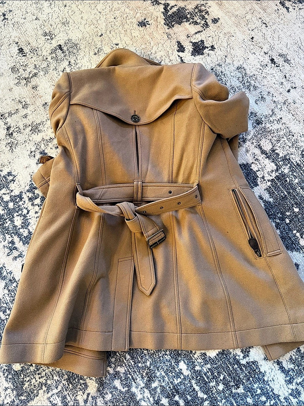 PRICE FIRM Burberry Trench winter wool Coat in Brown Size 6 - Picture 4 of 8